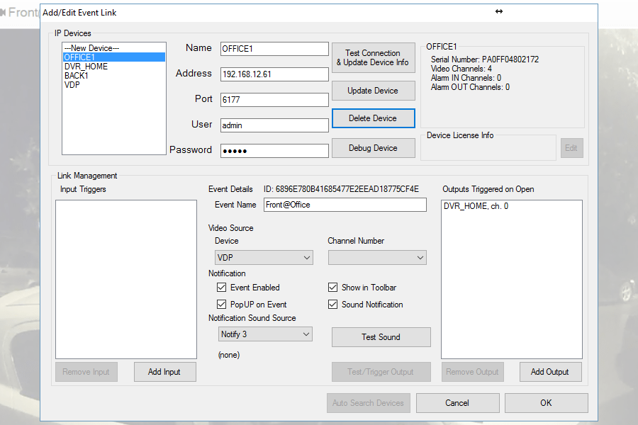 SoftVDP events config